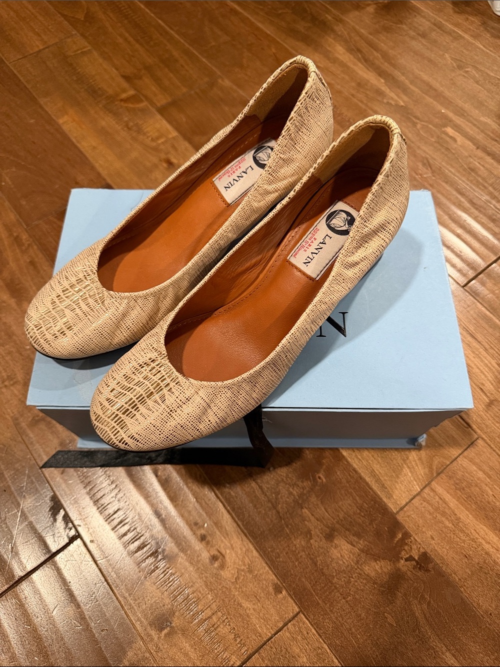 Lanvin Gold Ballerina Square Heels